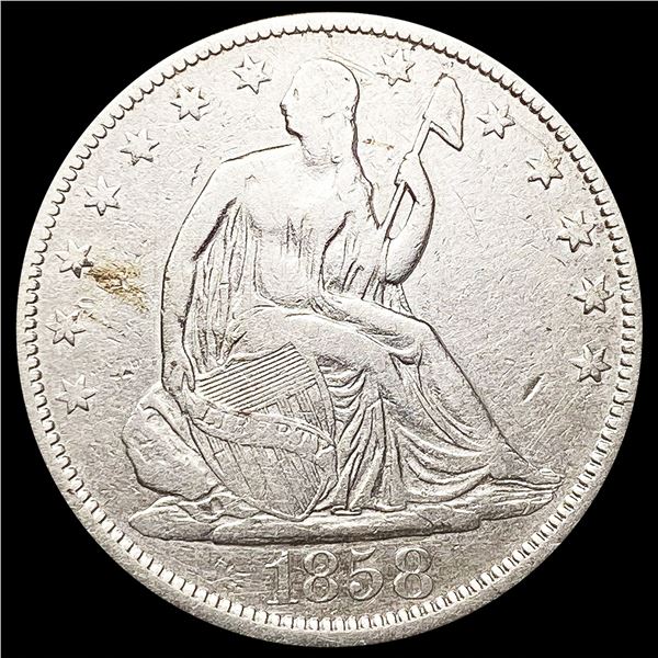 1858 Seated Liberty Half Dollar LIGHTLY CIRCULATED