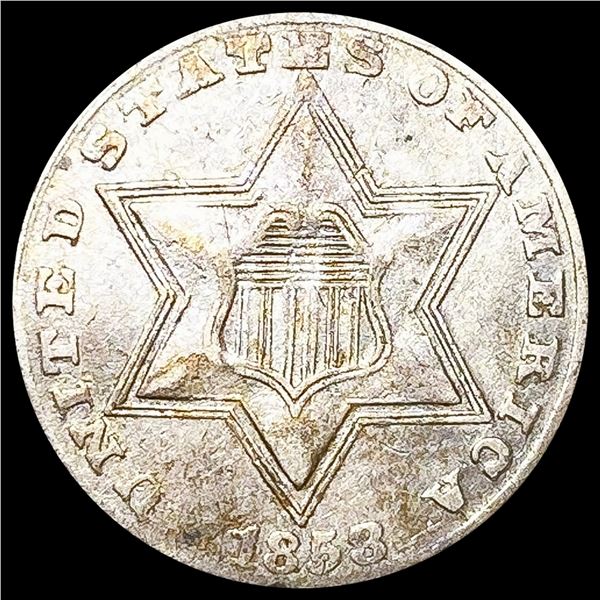 1853 Silver Three Cent NEARLY UNCIRCULATED