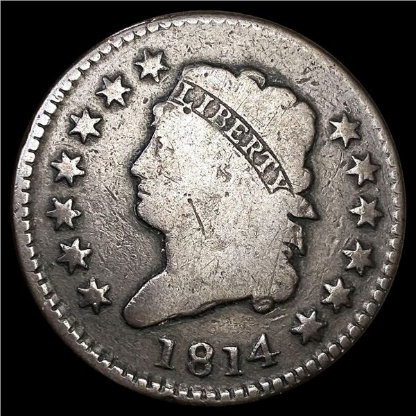 1814 Plain 4 Large Cent NICELY CIRCULATED