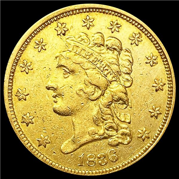 1836 $2.50 Gold Quarter Eagle ABOUT UNCIRCULATED