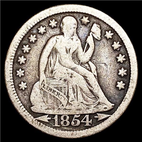 1854-O Arws Seated Liberty Dime NICELY CIRCULATED