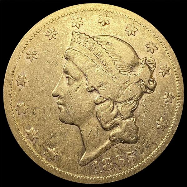 1865-S $20 Gold Double Eagle LIGHTLY CIRCULATED