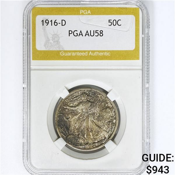 1916-D Walking Liberty Half Dollar PGA AU58