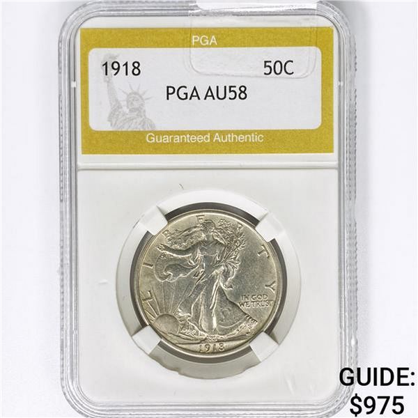 1918 Walking Liberty Half Dollar PGA AU58