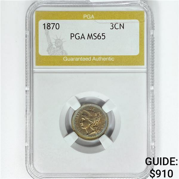 1870 Nickel Three Cent PGA MS65