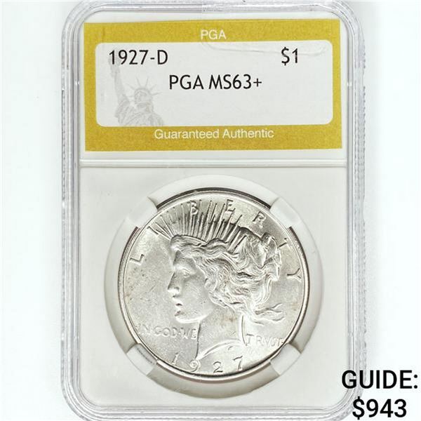 1927-D Silver Peace Dollar PGA MS63+