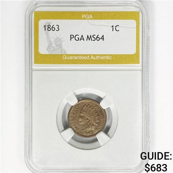 1863 Indian Head Cent PGA MS64