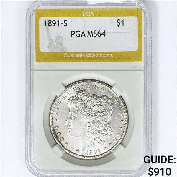 1891-S Morgan Silver Dollar PGA MS64