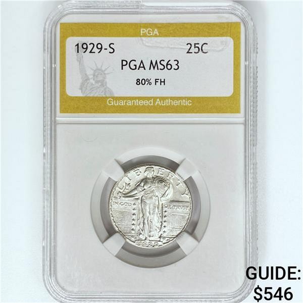 1929-S Standing Liberty Quarter PGA MS63 80% FH