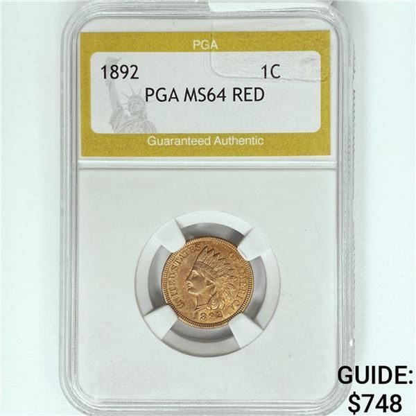 1892 Indian Head Cent PGA MS64 RED