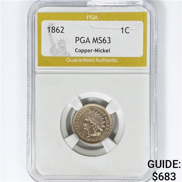 1862 Indian Head Cent PGA MS63 Copper-Nickel