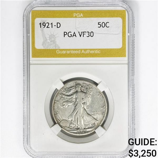 1921-D Walking Liberty Half Dollar PGA VF30