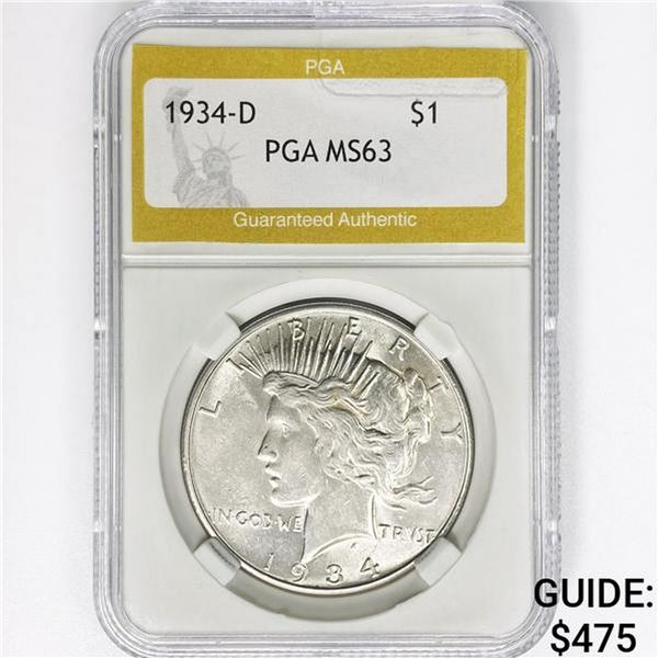 1934-D Silver Peace Dollar PGA MS63