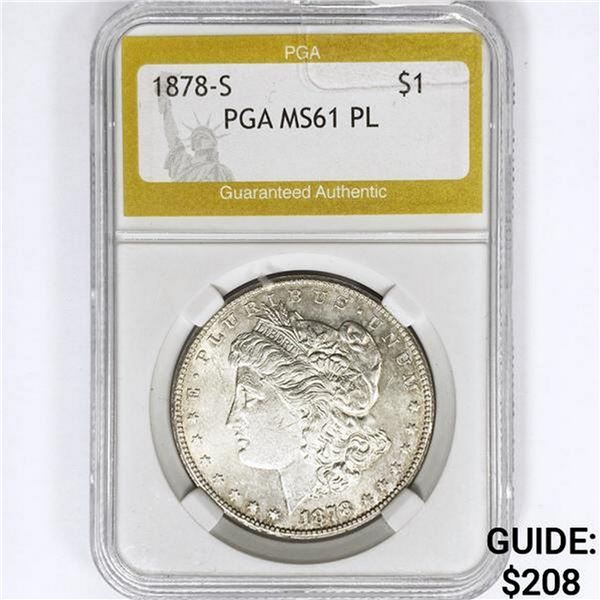 1878-S Morgan Silver Dollar PGA MS61 PL