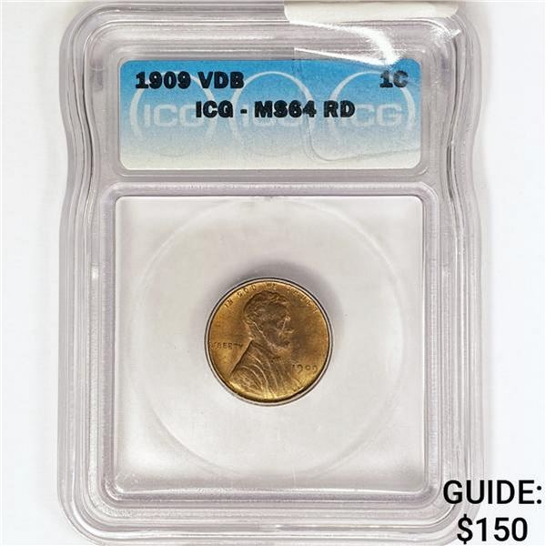 1909 VDB Wheat Cent ICG MS64 RD