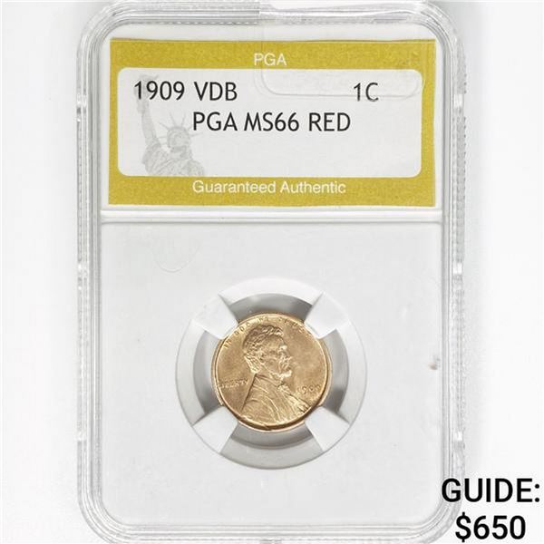 1909 VDB Wheat Cent PGA MS66 RED