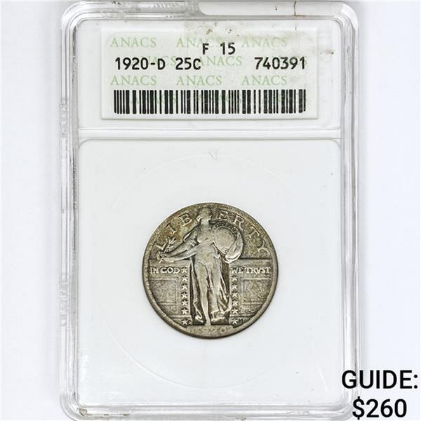 1920-D Standing Liberty Quarter ANACS F15