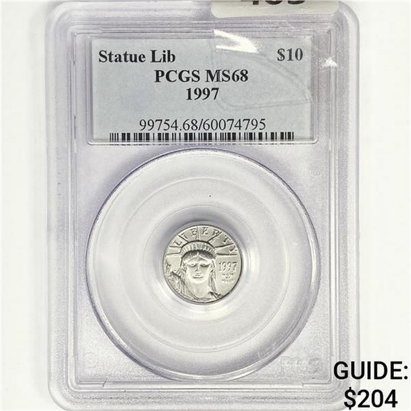 1997 US 1/10oz Platinum $10 Statue Lib PCGS MS68