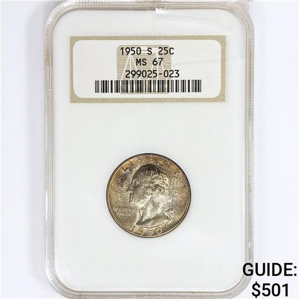 1950-S Washington Silver Quarter NGC MS67