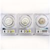 Image 2 : (3) 1 25C,2 50C PCGS MS 1959-1980