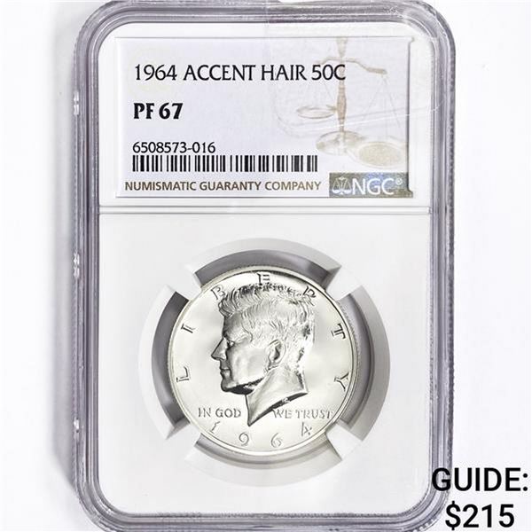1964 Kennedy Half Dollar NGC PF67 Accent Hair