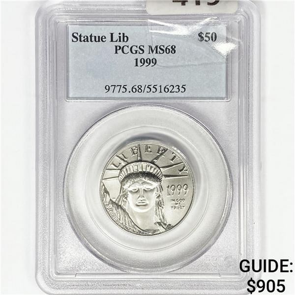1999 US 1/2oz. Platinum $50 Statue Lib PCGS MS68