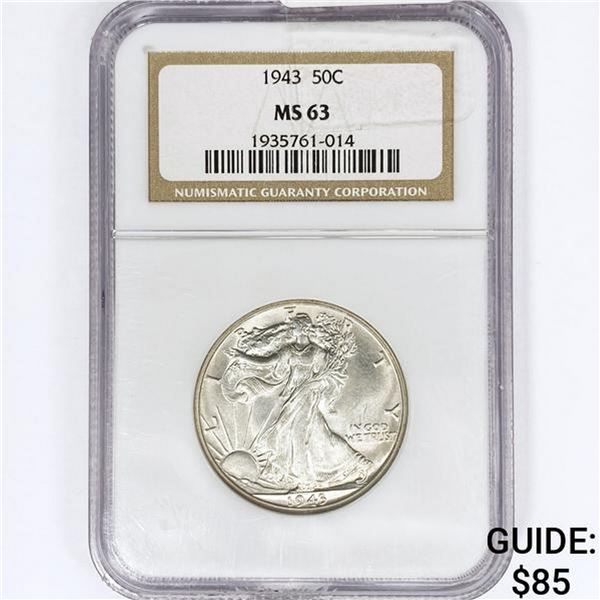 1943 Walking Liberty Half Dollar NGC MS63