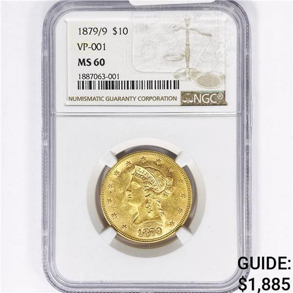 1879/9 $10 Gold Eagle NGC MS60 VP-001