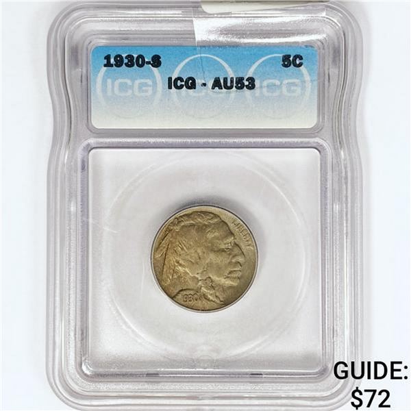 1930-S Buffalo Nickel ICG AU53