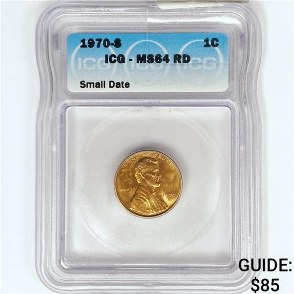 1970-S Wheat Cent ICG MS64 RD Small Date