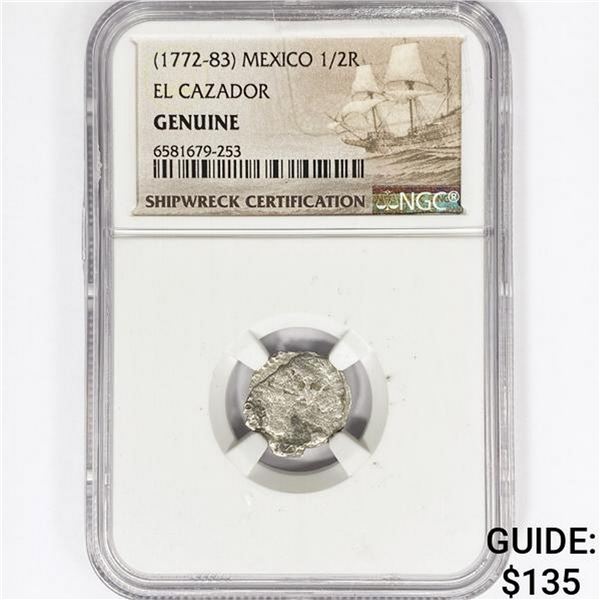 1772-83 Mexico SILV 1/2 Reales El Cazador NGC Genu