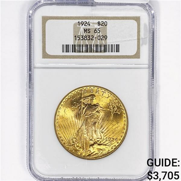 1924 $20 Gold Double Eagle NGC MS65