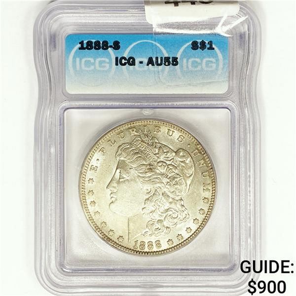 1888-S Morgan Silver Dollar ICG AU55