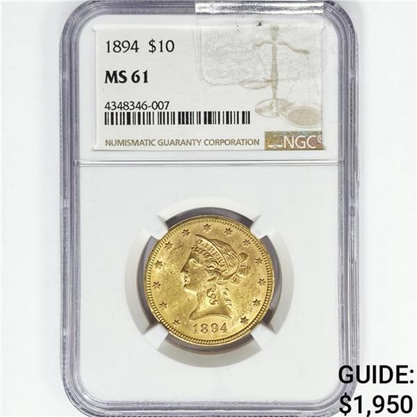1894 $10 Gold Eagle NGC MS61