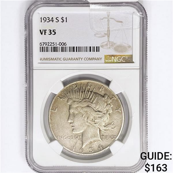 1934-S Silver Peace Dollar NGC VF35
