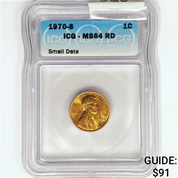 1970-S Lincoln Memorial Cent ICG MS64 RD Small Dat