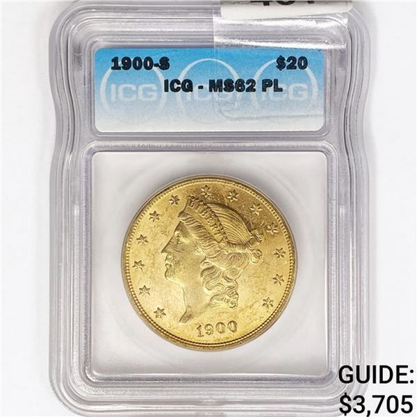 1900-S $20 Gold Double Eagle ICG MS62 PL