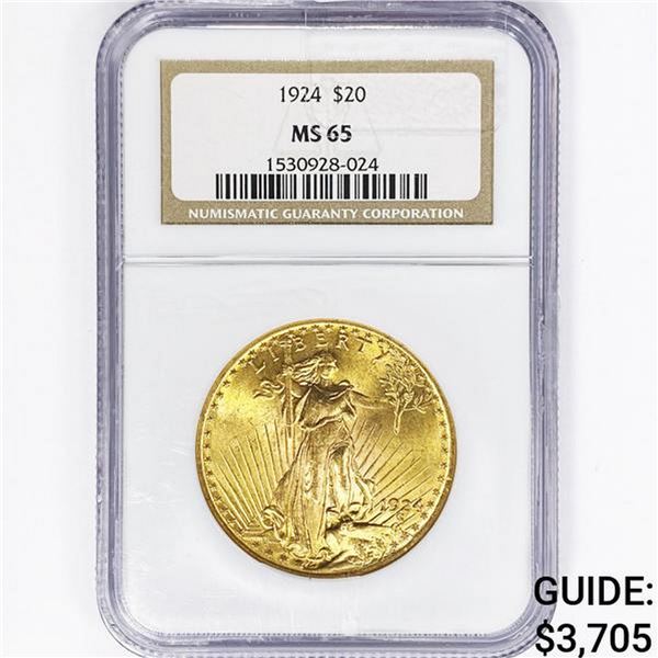 1924 $20 Gold Double Eagle NGC MS65