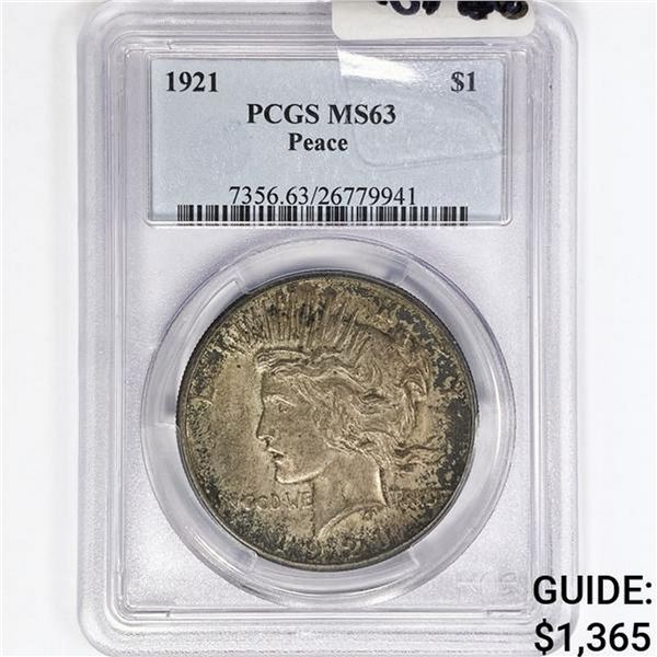 1921 Silver Peace Dollar PCGS MS63
