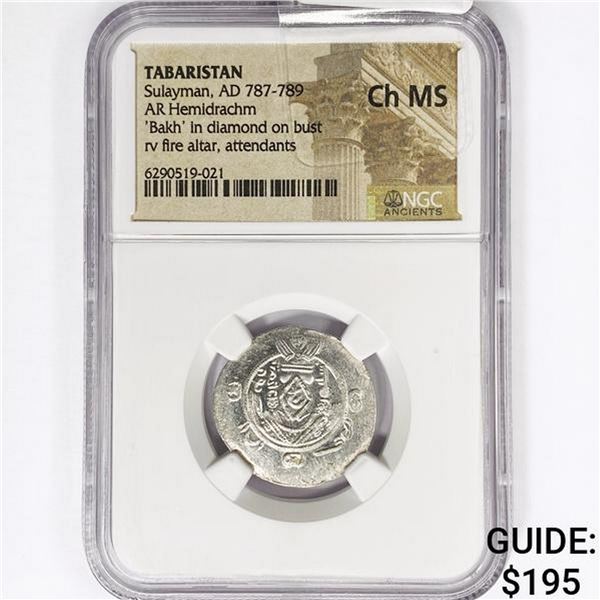 AD 787-789 Tabaristan AR Hemidrachm NGC Ch MS