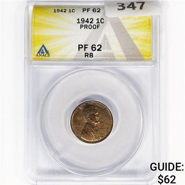 1942 Wheat Cent ANACS PF62 RB