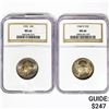 Image 1 : (2) US Washington Quarters NGC MS66 1944-1955