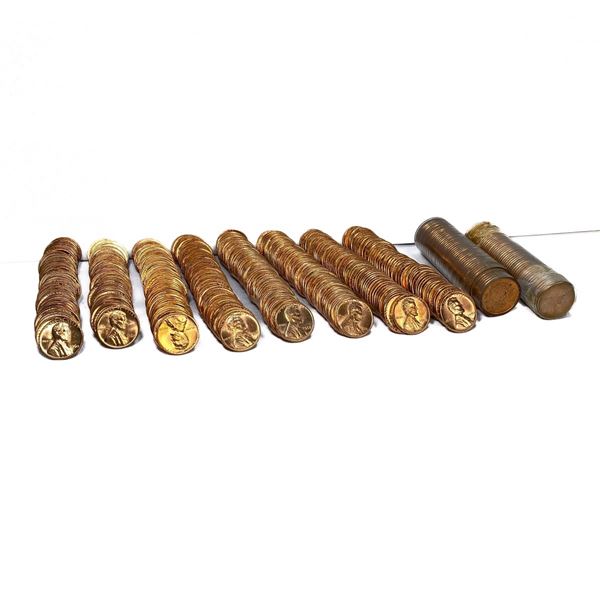1957-1960 Varied US Cent Rolls (500 Coins)
