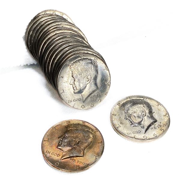 1965 Kennedy SILV Half Dollar Roll GEM UNC (20 Co