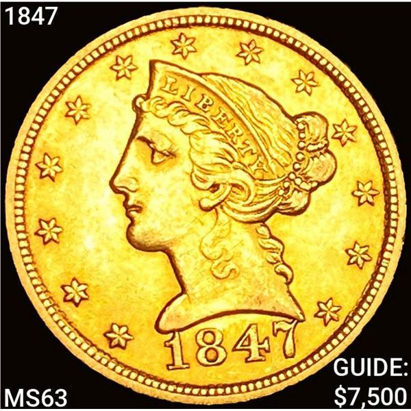 1847 $5 Gold Half Eagle UNCIRCULATED