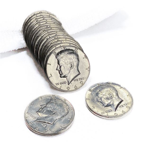 1969-D Kennedy SILV Half Dollar Roll GEM UNC (20