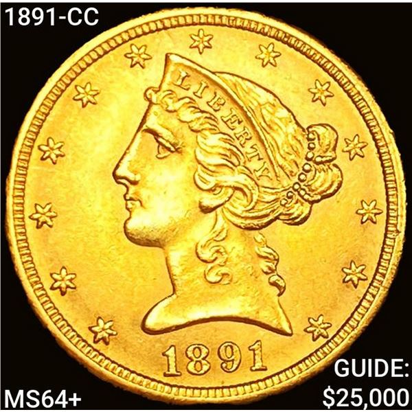 1891-CC $5 Gold Half Eagle UNCIRCULATED