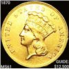 Image 1 : 1870 $3 Gold Piece CLOSELY UNCIRCULATED