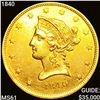 Image 1 : 1840 $10 Gold Eagle CLOSELY UNCIRCULATED