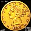 Image 1 : 1891-CC $5 Gold Half Eagle CLOSELY UNCIRCULATED
